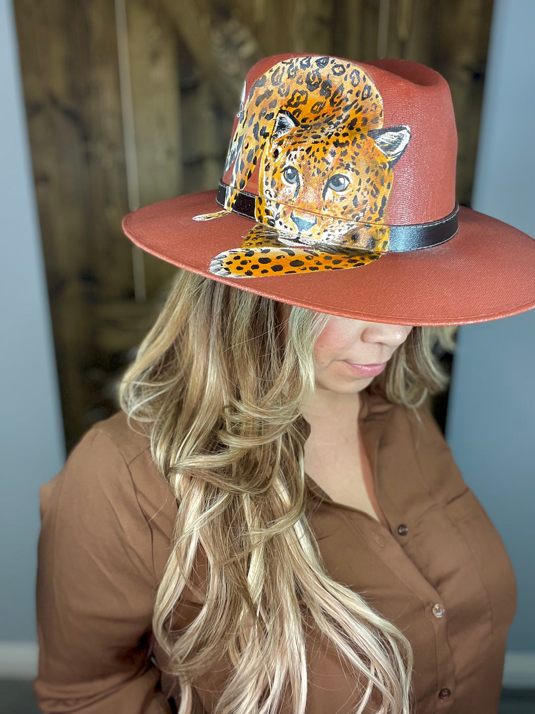 Leopard Hat (hand painted)