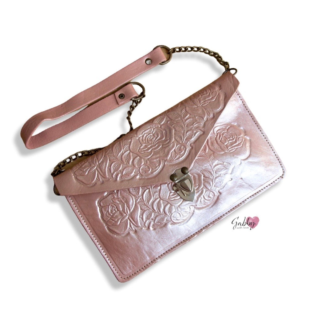 Chrome Pink Leather Clutch